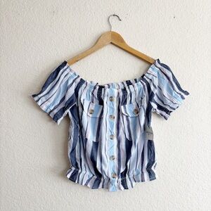 Arizona Jean Company Blue Striped Blouse